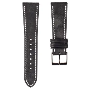 Pueblo Calfskin Leather Strap - Quick-Release - Black (2437)