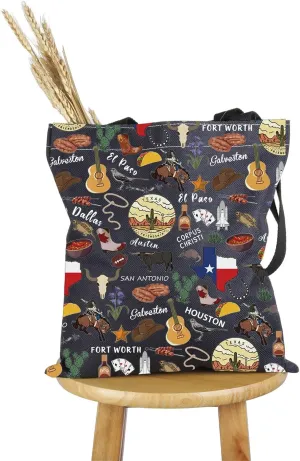 PWHAOO Texas State Souvenirs Gift Texas Theme Tote Bag Texas Home Handbag Texas Tourism Gift Texas Vacation Gift