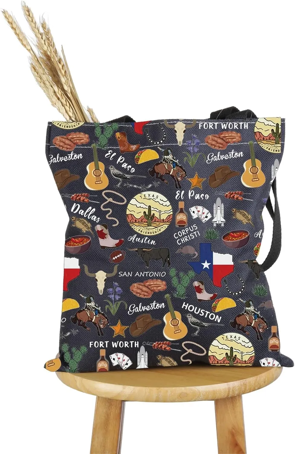 PWHAOO Texas State Souvenirs Gift Texas Theme Tote Bag Texas Home Handbag Texas Tourism Gift Texas Vacation Gift