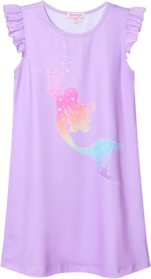 QPANCY Girls Nightgowns Princess Nightdress Cotton Sleepwear Pajamas Dress for Kids