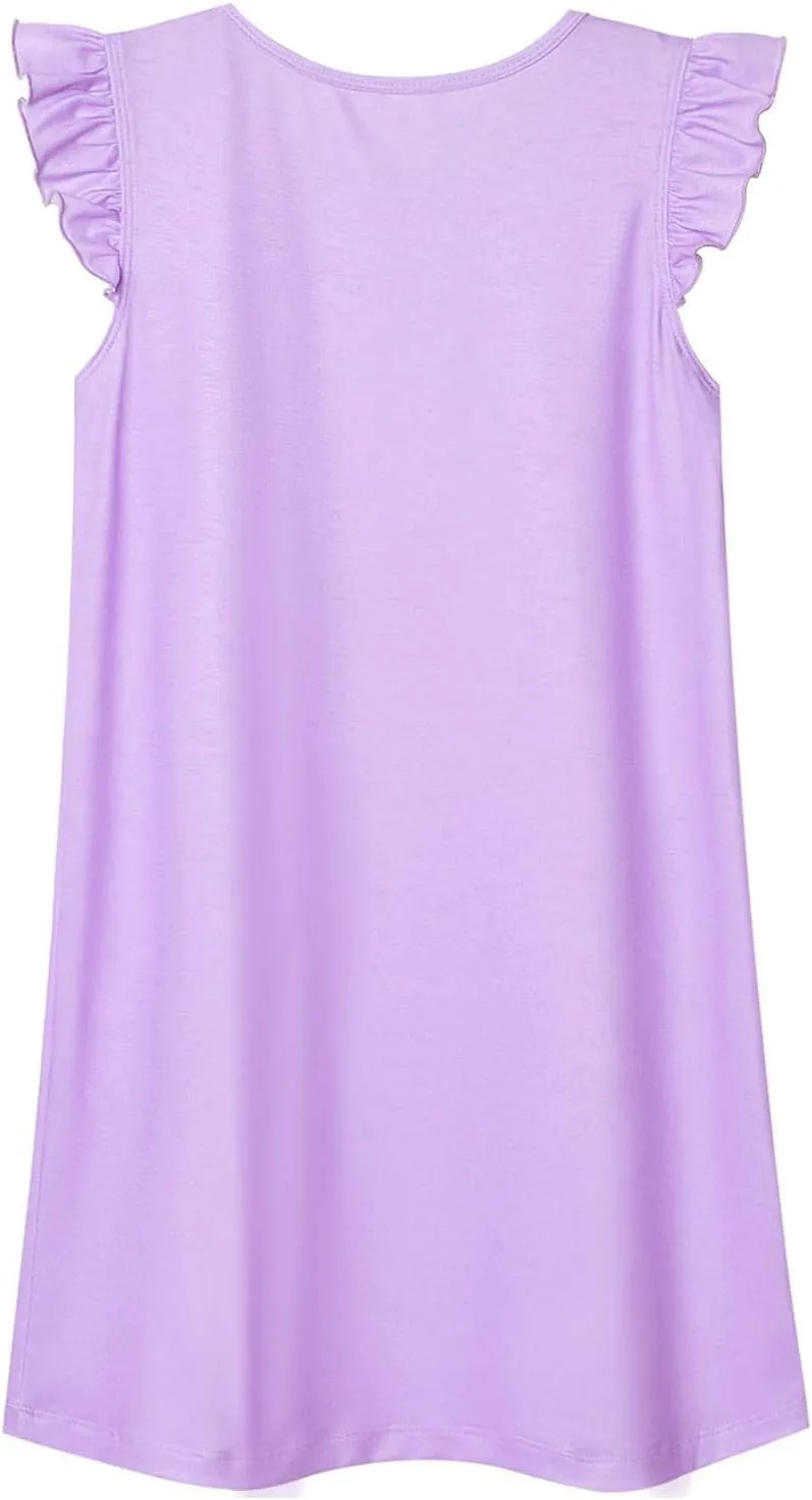 QPANCY Girls Nightgowns Princess Nightdress Cotton Sleepwear Pajamas Dress for Kids