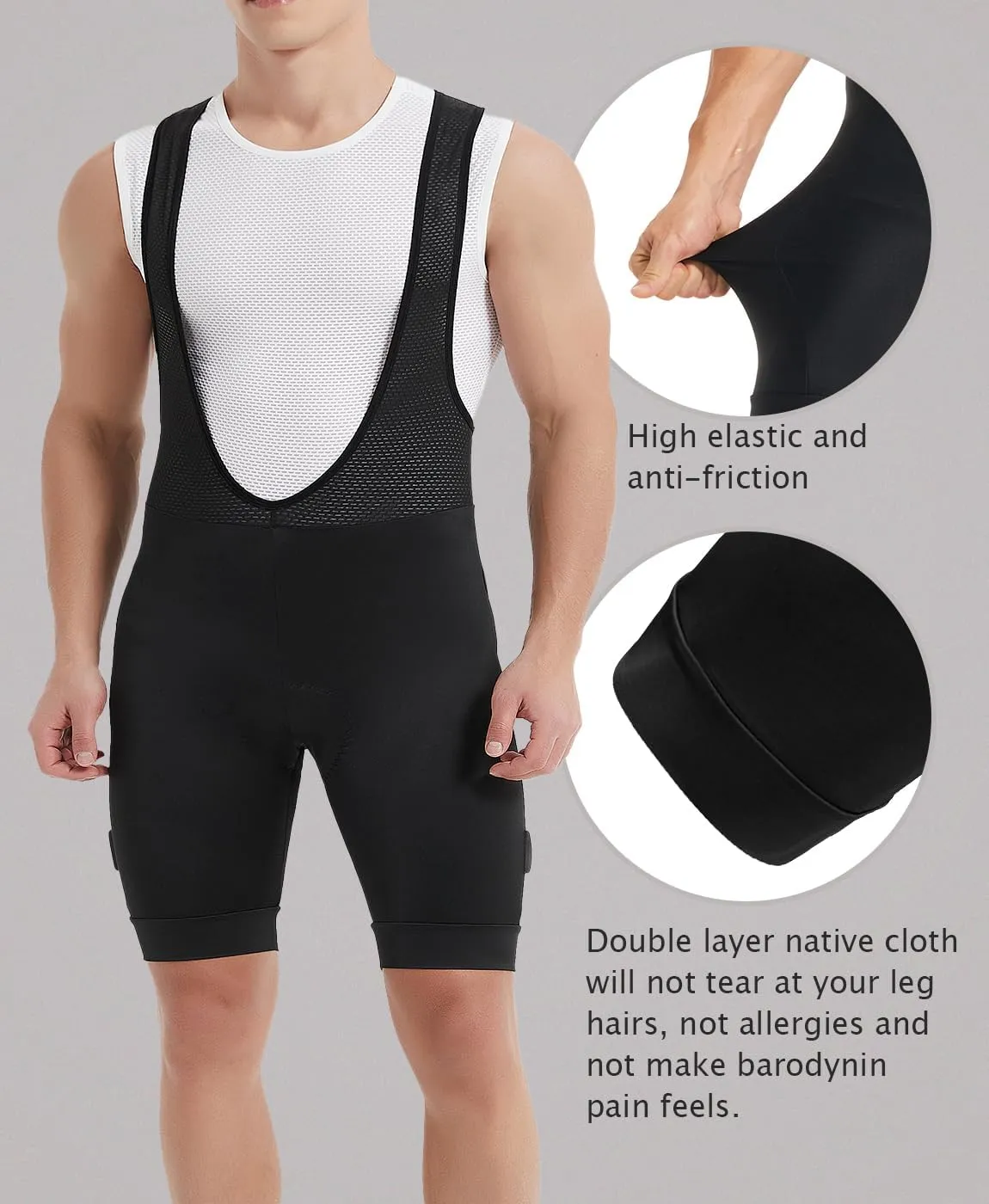 qualidyne Men's Cycling Bib Shorts 4D Padded Breathable Road Bike Bibs Biking Bicycle Shorts
