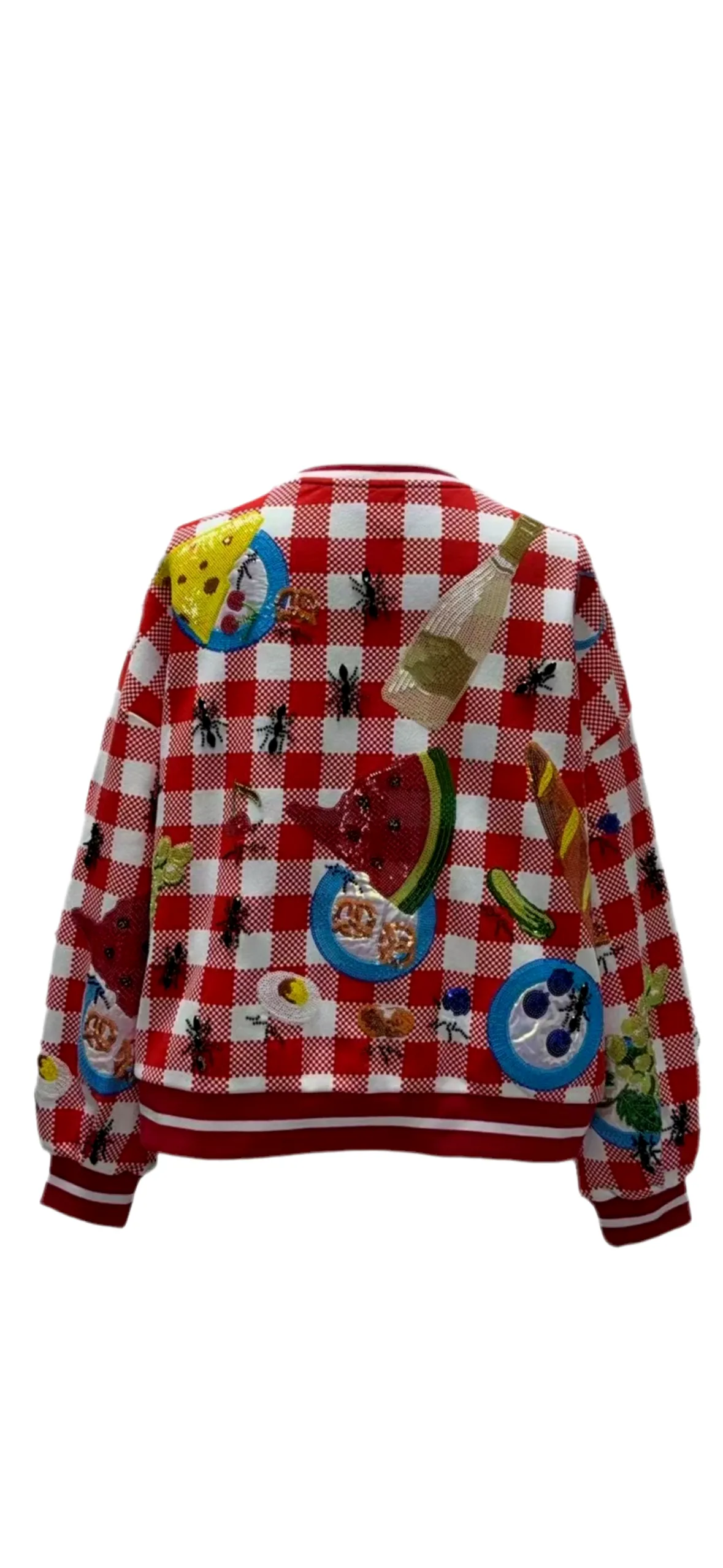 Queen of Sparkles Red & White Checkered Picnic Sweatshirt