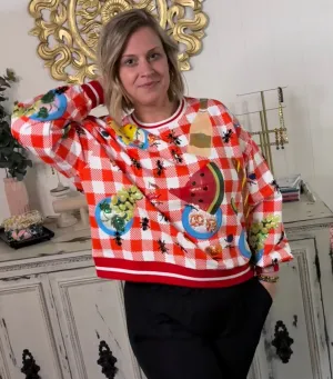 Queen of Sparkles Red & White Checkered Picnic Sweatshirt