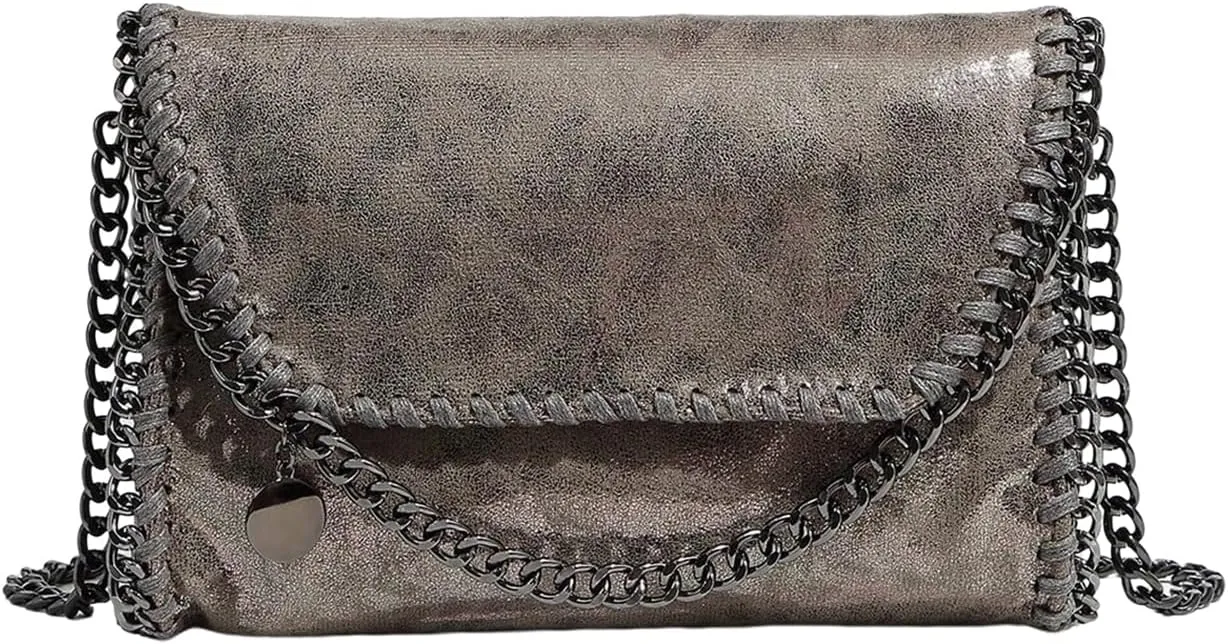 QWINEE Women's Vintage Crossbody Bags Flap Magnet Shoulder Handbag with Chain Strap
