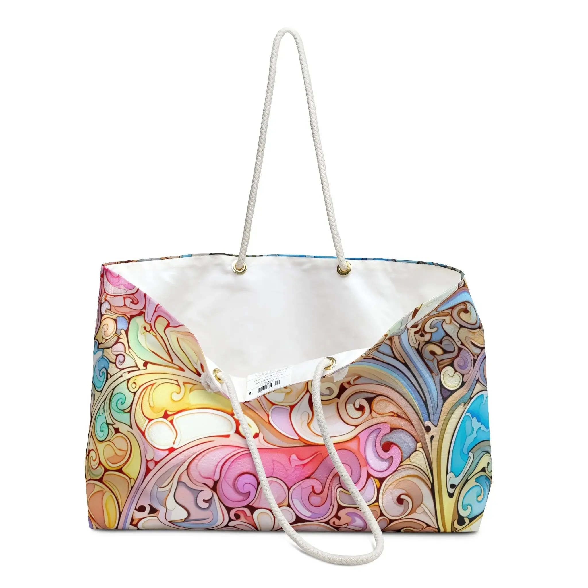 Rainbow Paisley Stained Glass Oversized Tote Bag