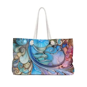 Rainbow Paisley Stained Glass Oversized Tote Bag