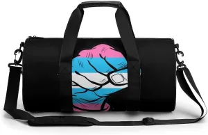 Raised Fist Transgender Flag Gym Bag Print Duffle Bag Weekender Travel Overnight Bag Sports Bag for Men Women Gym Swimming Yoga