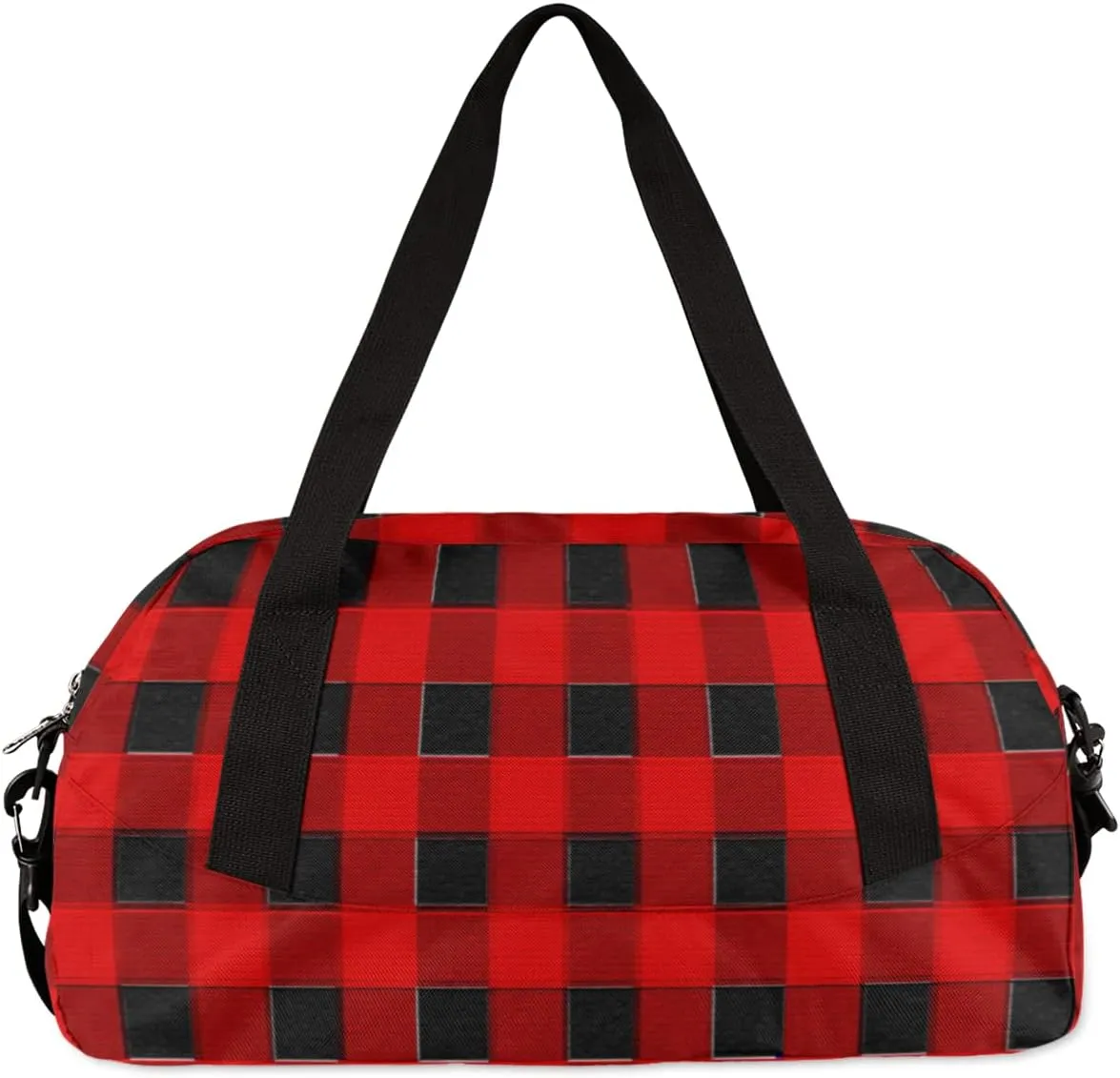 Red Lumberjack Plaid Check Kids Duffel Bag for Girls Boys, Buffalo Plaid Pixel Wind Dance Bag Overnight Small Duffel Bag Carry On Weekend Sports Gym Travel Bag for School Practice Gymnastics Ballet