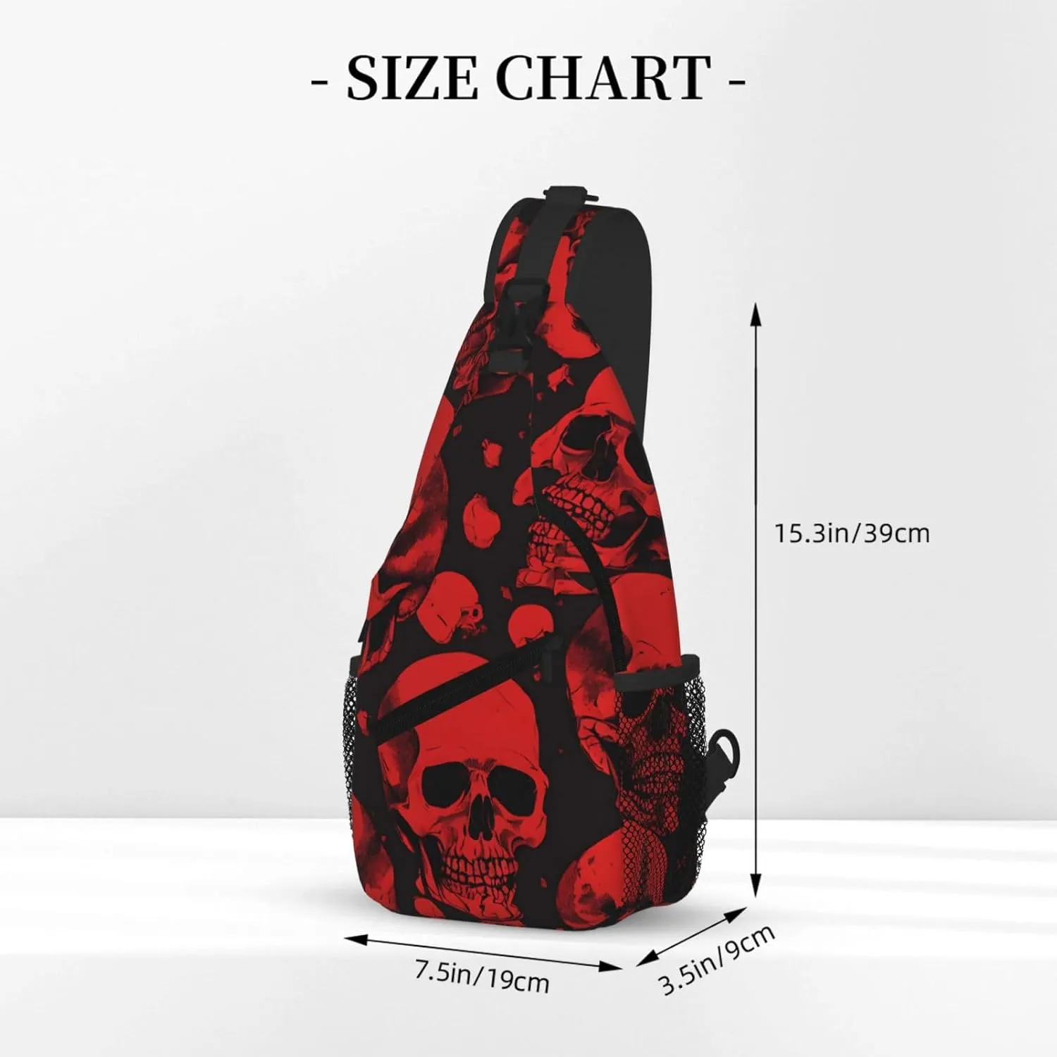 Red Skulls Print Cross Chest Bag Diagonally For Short-Distance Travel And Daily Use