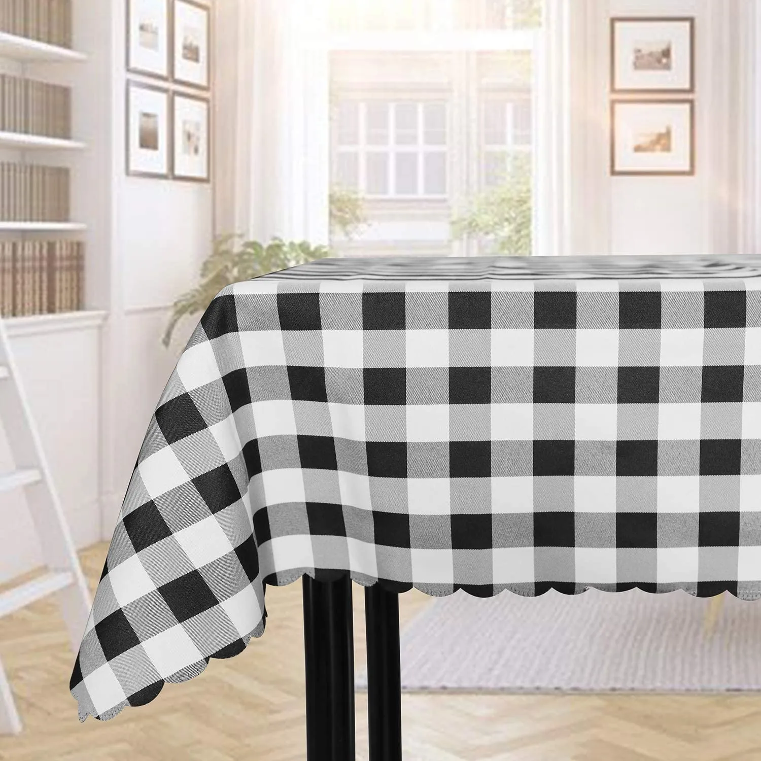 Reluen Black and White Buffalo Plaid Square Tablecloth, Checkered Gingham Buffalo Washable Polyester Tablecloth, 36 x 36 Inch, Home, Kitchen, Dinner, Parties, Indoor, Outdoor, Buffet Tablecloth,