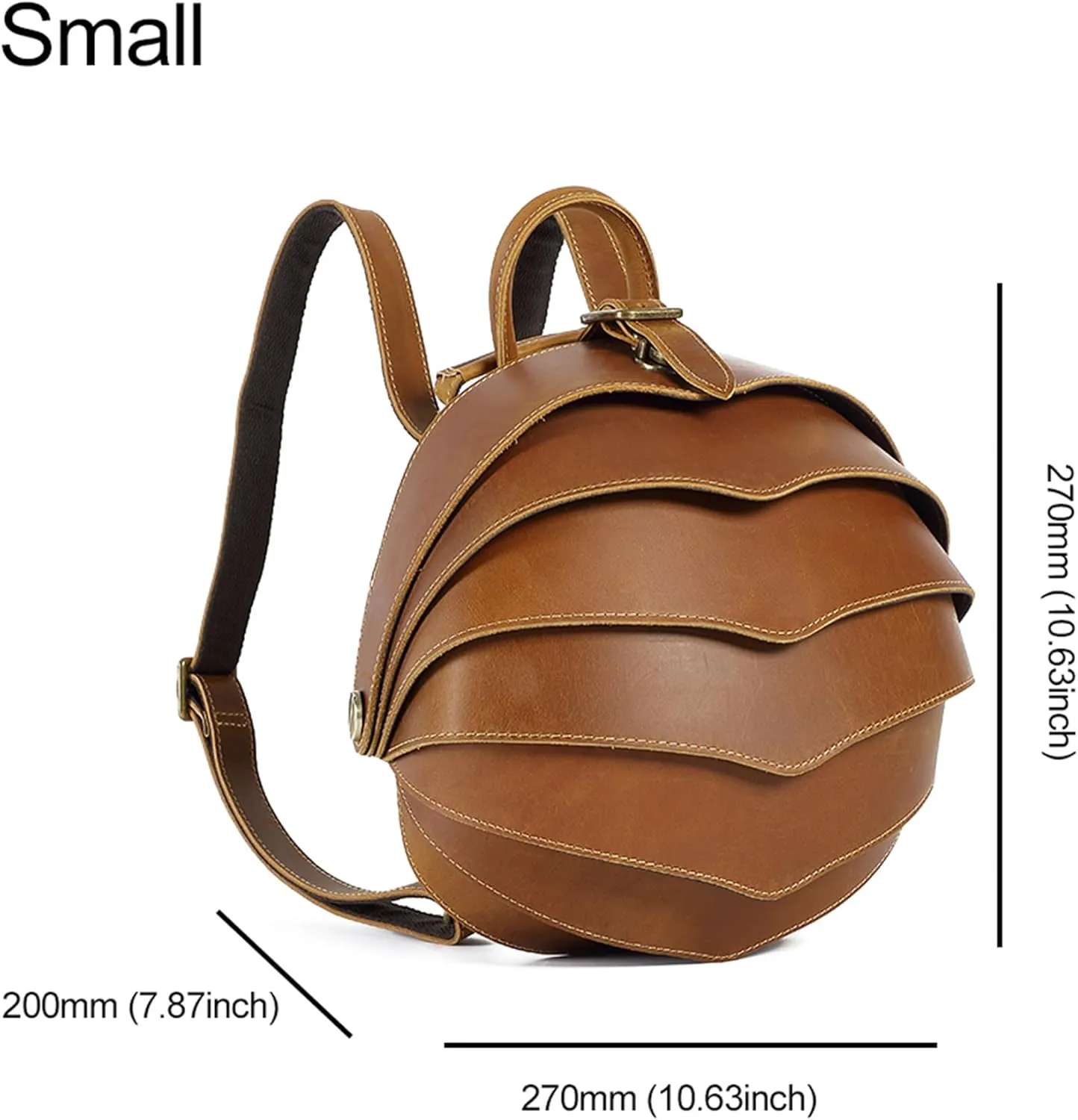 Retro Personalization genuine leather backpack Beetle shape men leather backpack (Small Brown)