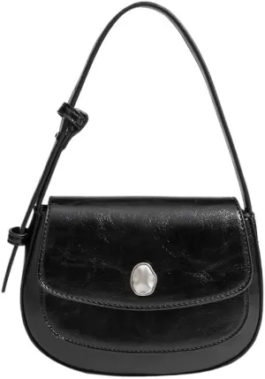 Retro semi-circular saddle bag shoulder crossbody handbag