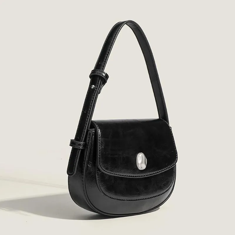 Retro semi-circular saddle bag shoulder crossbody handbag