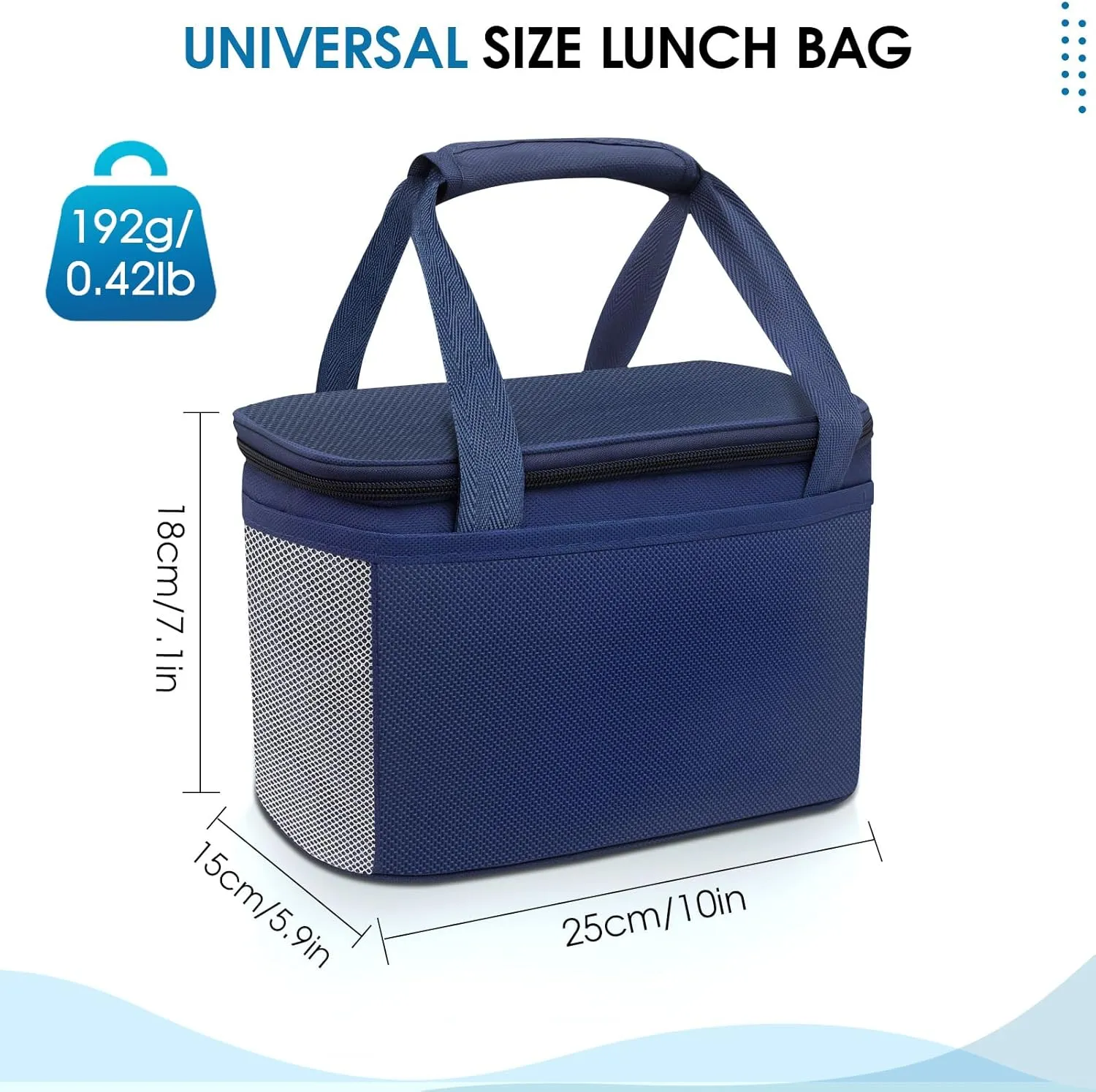 Reusable Lunch Box Lunch Bag for Women Men Insulated Lunch Bag Women Lunch Cooler Tote Bags for Office Work Picnic Outdoor Travel, Navy blue