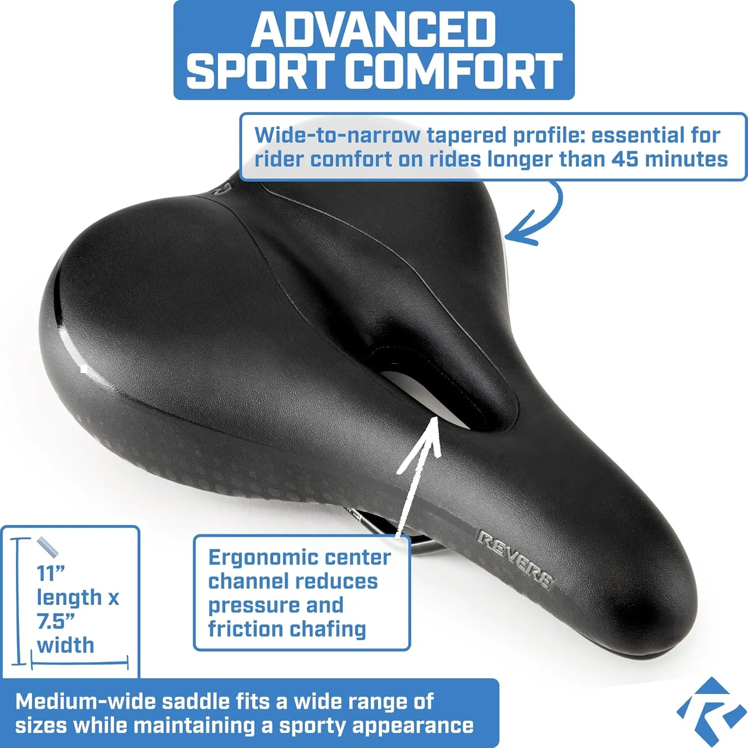 Revere Comfort Bike Seat Dual Shock Absorber Anti Vibration GEL Suspension Bicycle Seat for Men and Women, Waterproof Bike Saddle Integrated Handle. Road MTB E-Bikes Peloton Exercise and Cruiser Bikes