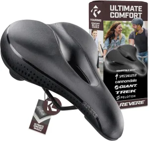 Revere Comfort Bike Seat Dual Shock Absorber Anti Vibration GEL Suspension Bicycle Seat for Men and Women, Waterproof Bike Saddle Integrated Handle. Road MTB E-Bikes Peloton Exercise and Cruiser Bikes