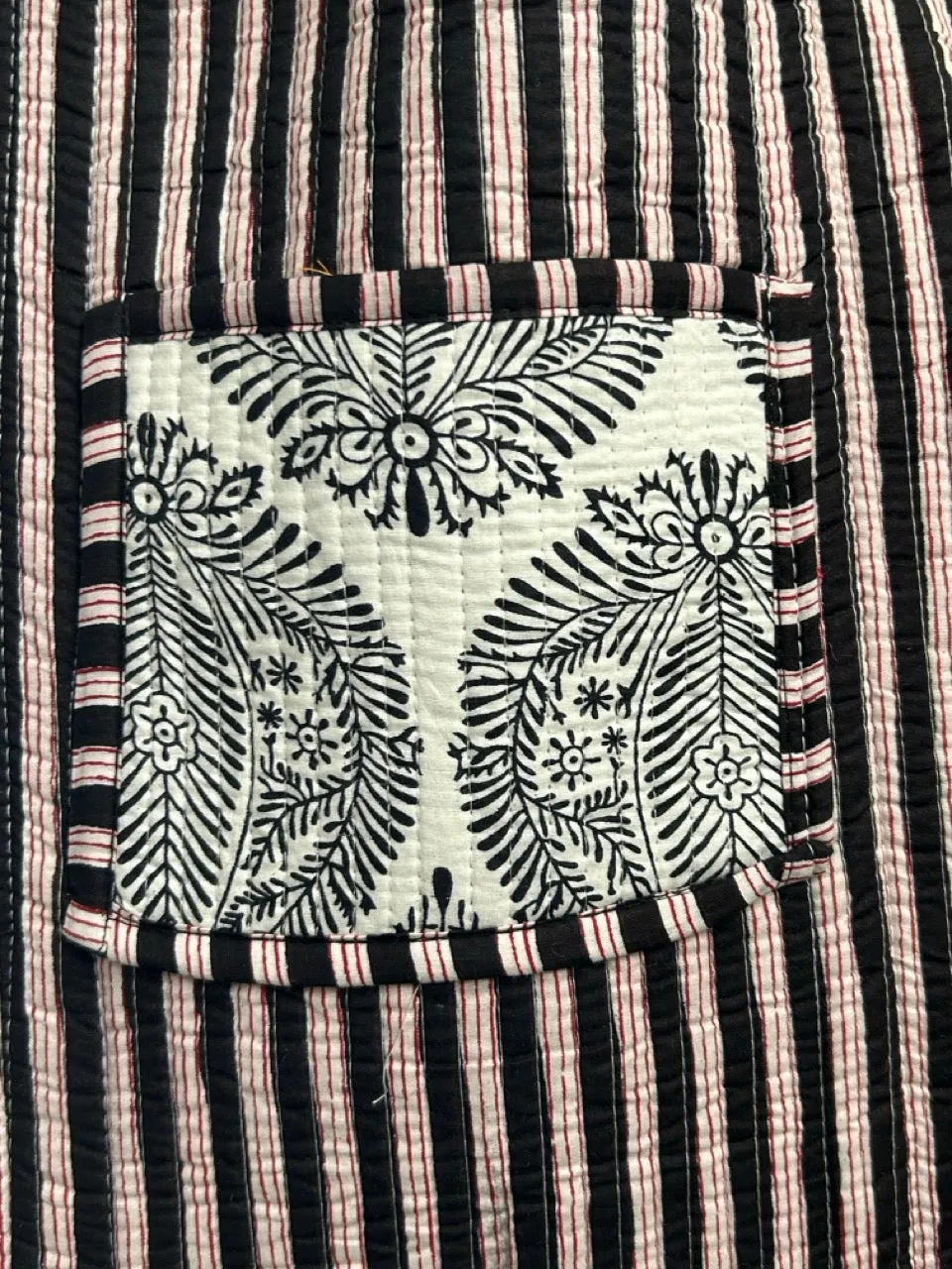 Reversible Cotton Quilted Tote - Monochrome Mughal Motif