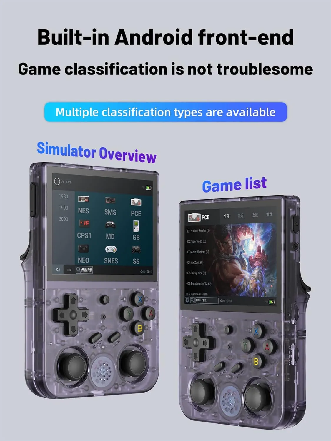 RG353V Retro Video Handheld Game Console 3.5" IPS Screen Android 11 and Linux System RK3566 64bit Game Player 64G TF Card Built-in 4450 Classic Games Bluetooth 4.2 and 5G WiFi