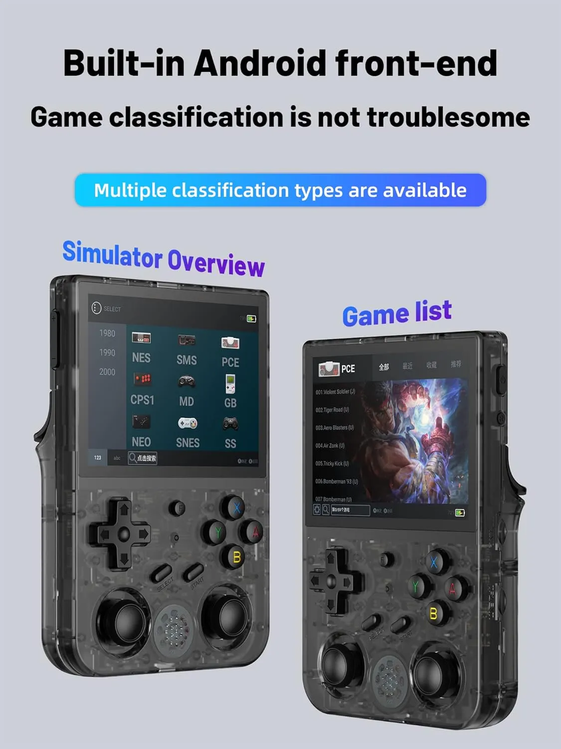 RG353V Retro Video Handheld Game Console 3.5" IPS Screen Android 11 and Linux System RK3566 64bit Game Player 64G TF Card Built-in 4450 Classic Games Bluetooth 4.2 and 5G WiFi