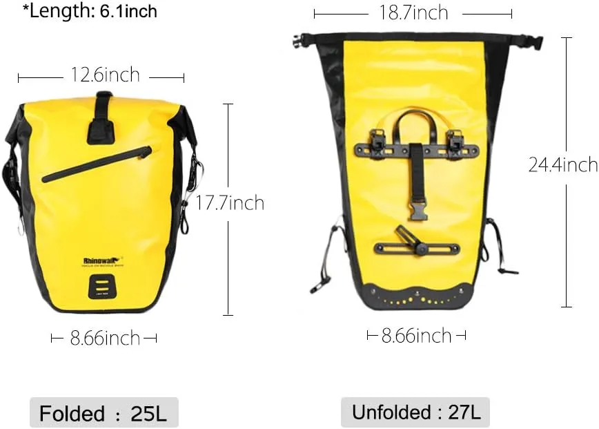 Rhinowalk Bike Bag Waterproof Bike Pannier Bag 27L,(for Bicycle Cargo Rack Saddle Bag Shoulder Bag Laptop Pannier Rack Bicycle Bag Professional Cycling Accessories)