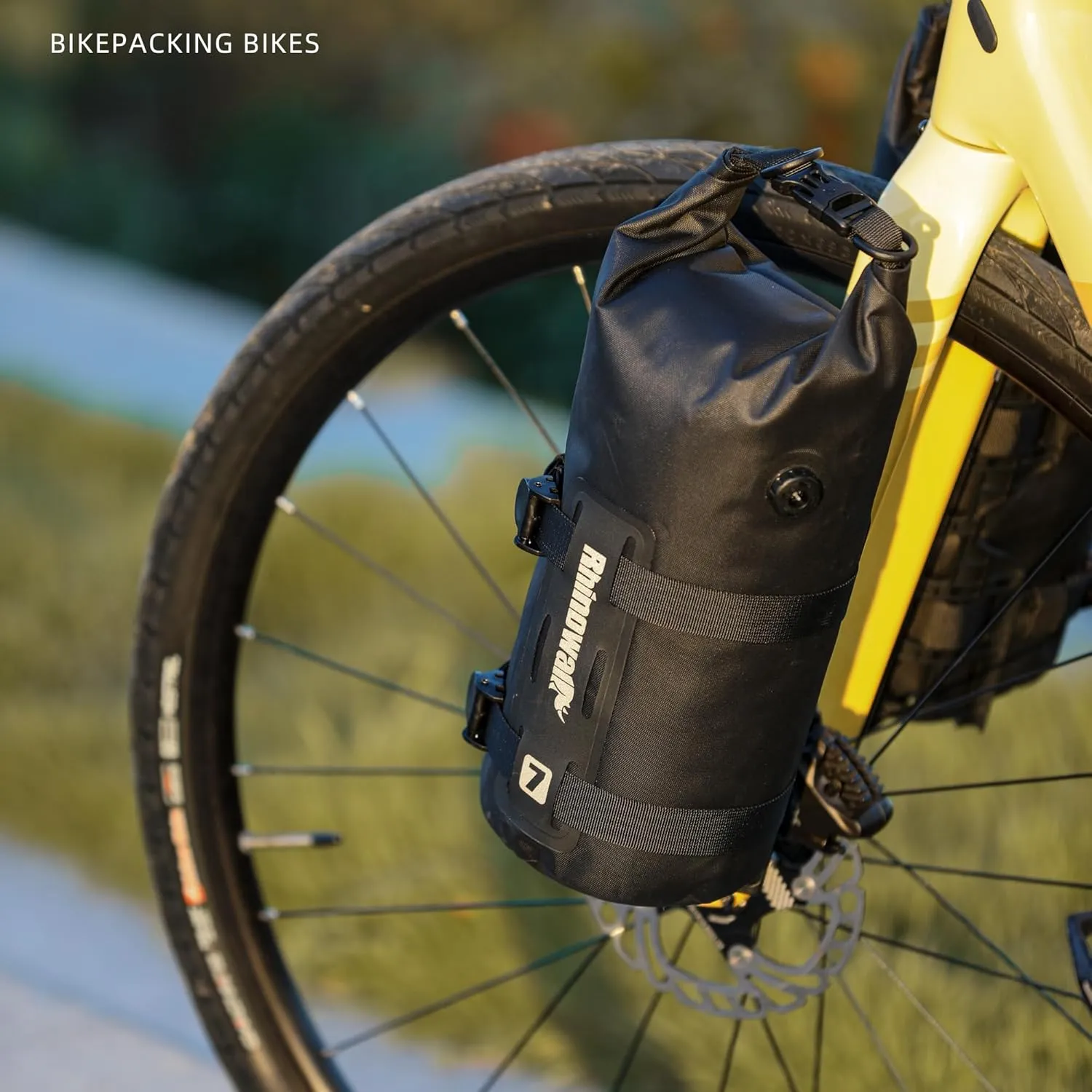 Rhinowalk Bike Front Fork Bag Waterproof Bike Pannier Bag Saddle Bag Fork Bag Rack Bicycle Bag 7L for Mountain Bike Road Bike Accessories-Black