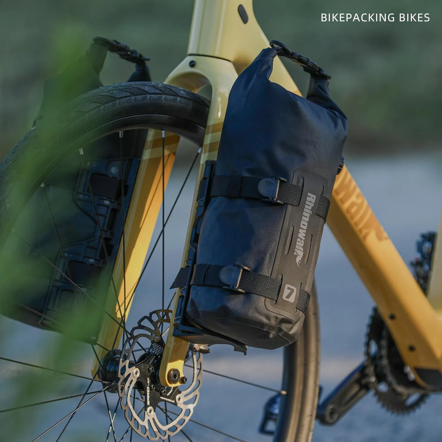 Rhinowalk Bike Front Fork Bag Waterproof Bike Pannier Bag Saddle Bag Fork Bag Rack Bicycle Bag 7L for Mountain Bike Road Bike Accessories-Black