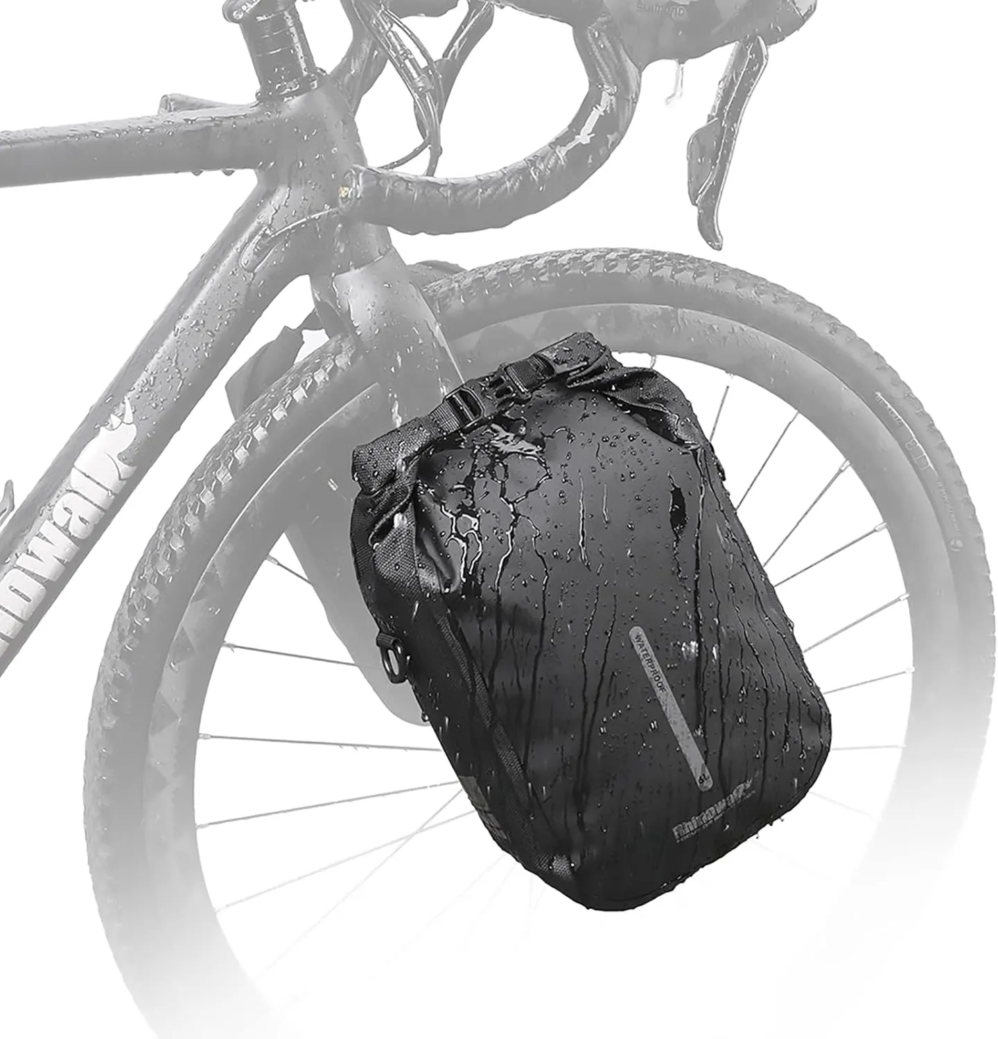 Rhinowalk Bike Front Pannier Bag Fork Bag Waterproof Bicycle Rack Bag Shoulder Bag for E-Scooter Mountain Bike Accessories -Black, 6L