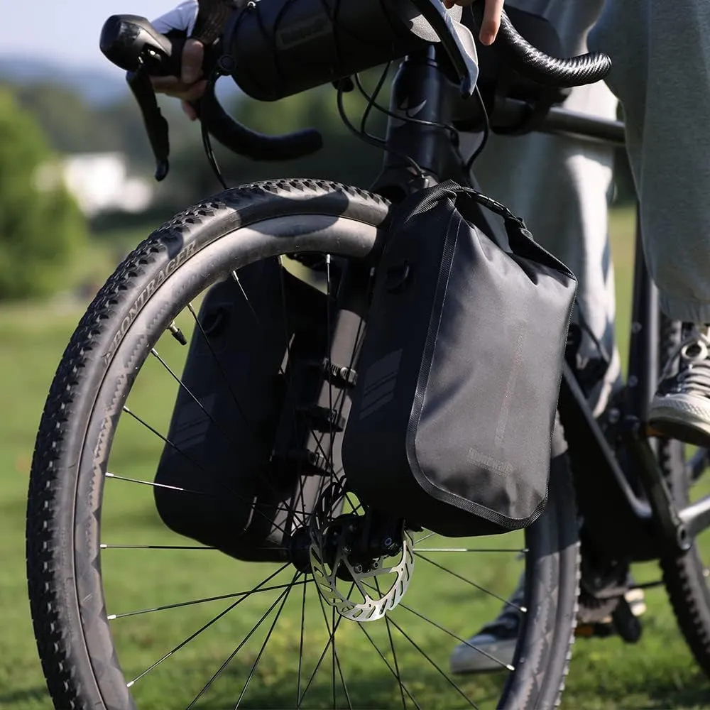 Rhinowalk Bike Front Pannier Bag Fork Bag Waterproof Bicycle Rack Bag Shoulder Bag for E-Scooter Mountain Bike Accessories -Black, 6L