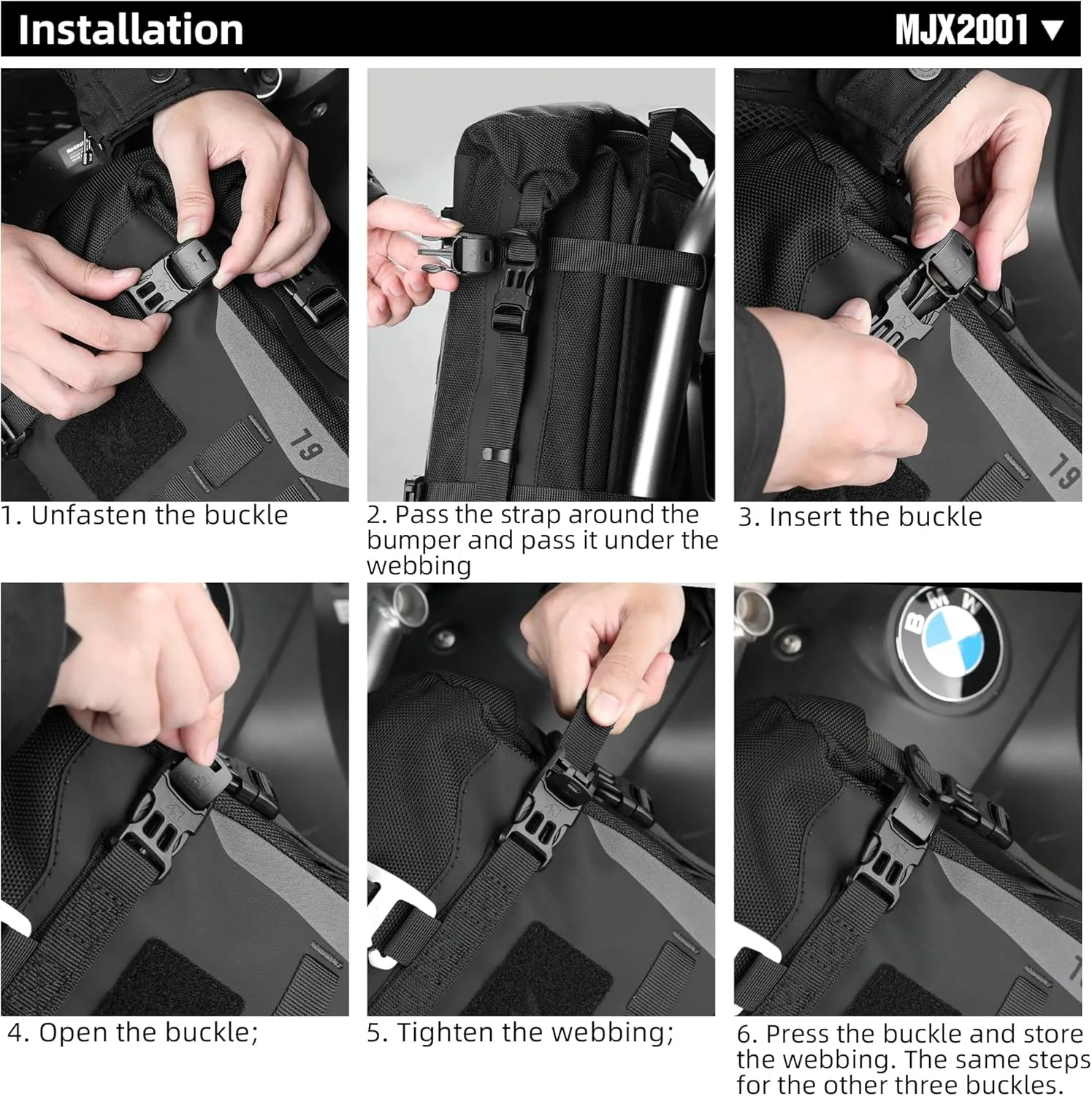 Rhinowalk Motorcycle Front Bumper Bag, Motorbike Side Bag Waterproof Motorcycle Saddle Pannier Tail Bag with MOLLE System Motor Accessories-Black