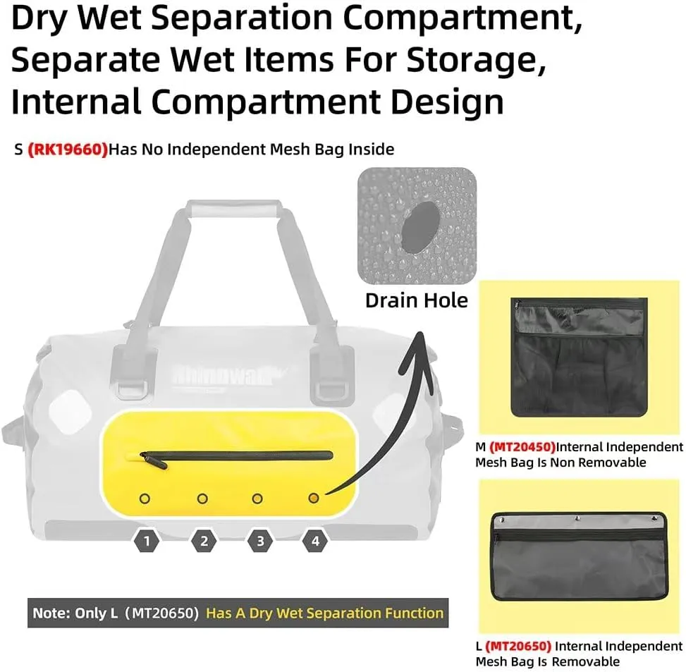 Rhinowalk Motorcycle Saddle Bag Motorbike Travel Tail Bag 65L Waterproof Pannier Storage Bag Motor Bike Accessories Powersports Luggage (Black)