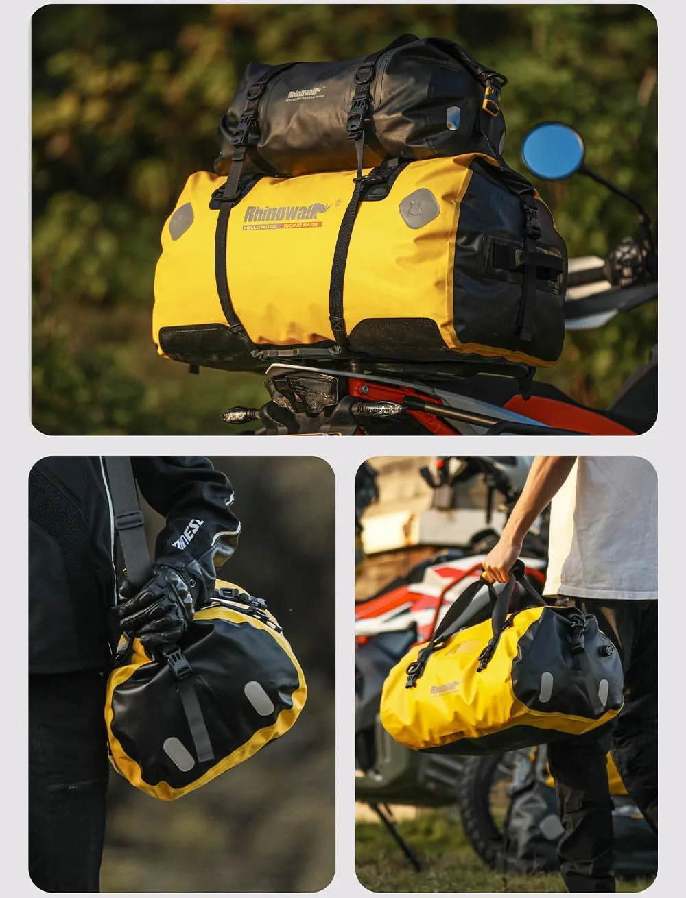 Rhinowalk Motorcycle Saddle Bag Motorbike Travel Tail Bag 65L Waterproof Pannier Storage Bag Motor Bike Accessories Powersports Luggage (Black)