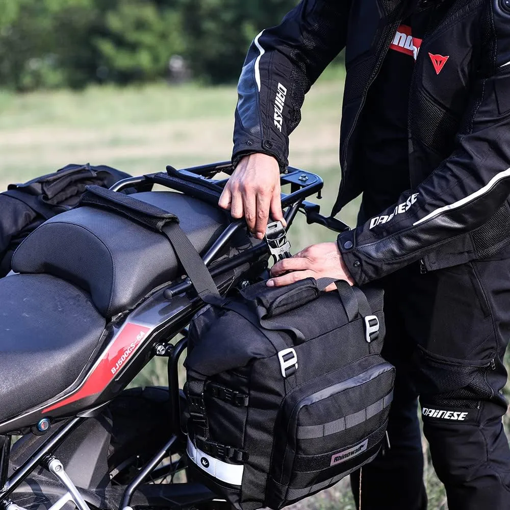 Rhinowalk Motorcycle Saddle Bag Waterproof Motor Pannier Bag Luggage Pack Quick Release Motorbike Side Bag 20L (Black)