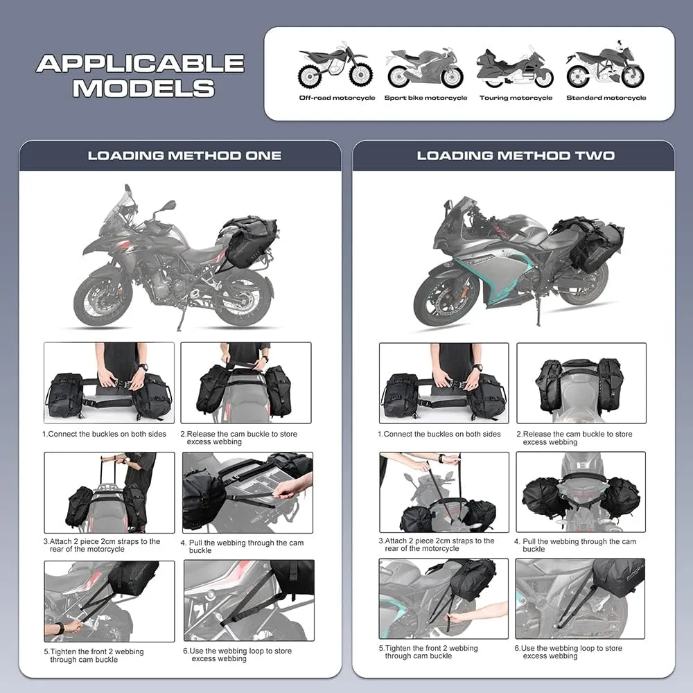 Rhinowalk Motorcycle Saddle Bags Waterproof Anti-Vibration Motor Side Bags Shoulder Bag Motorbike Panniers 28L(14L*2) for most Adventure and Sport Motorcycle Racks, 1 Pair
