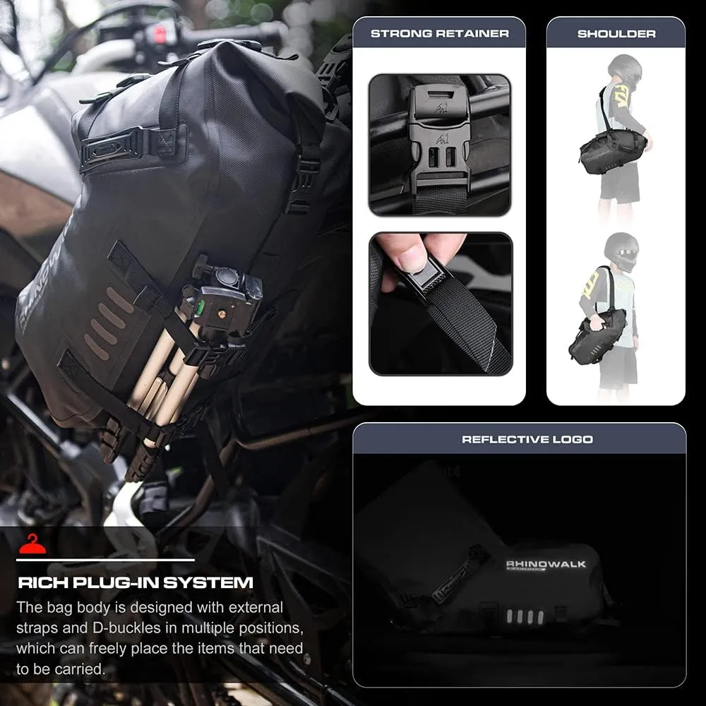 Rhinowalk Motorcycle Saddle Bags Waterproof Anti-Vibration Motor Side Bags Shoulder Bag Motorbike Panniers 28L(14L*2) for most Adventure and Sport Motorcycle Racks, 1 Pair