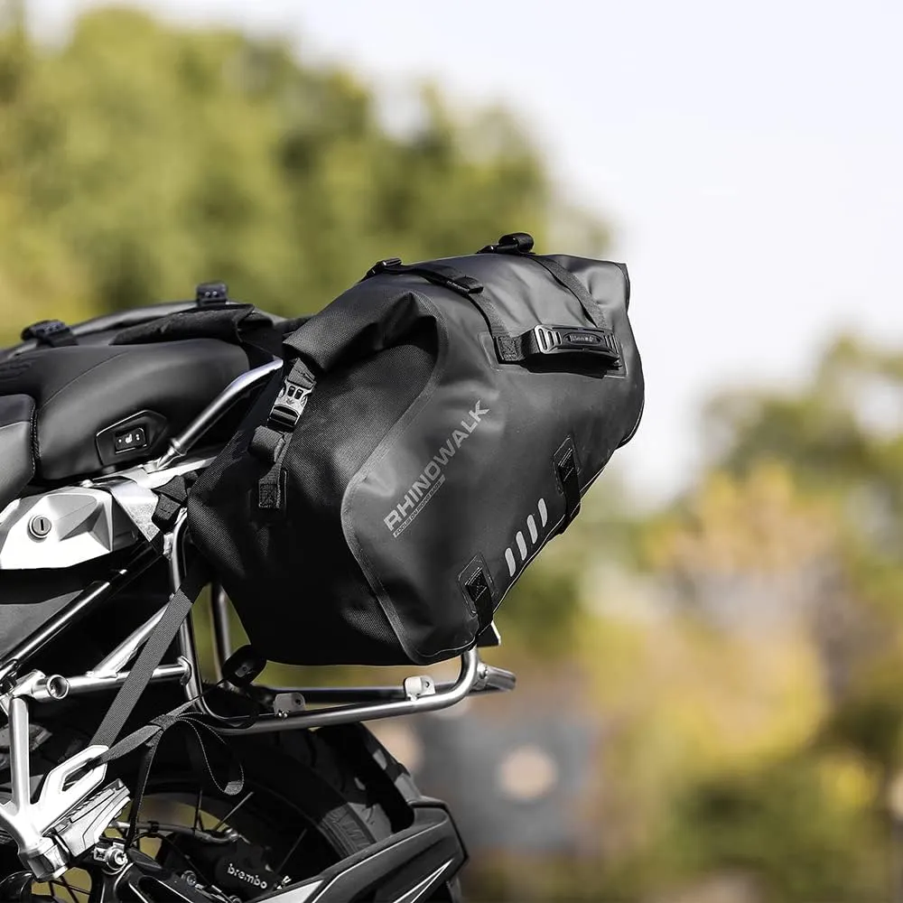 Rhinowalk Motorcycle Saddle Bags Waterproof Anti-Vibration Motor Side Bags Shoulder Bag Motorbike Panniers 48L(24L*2) for most Adventure and Sport Motorcycle Racks, 1 Pair
