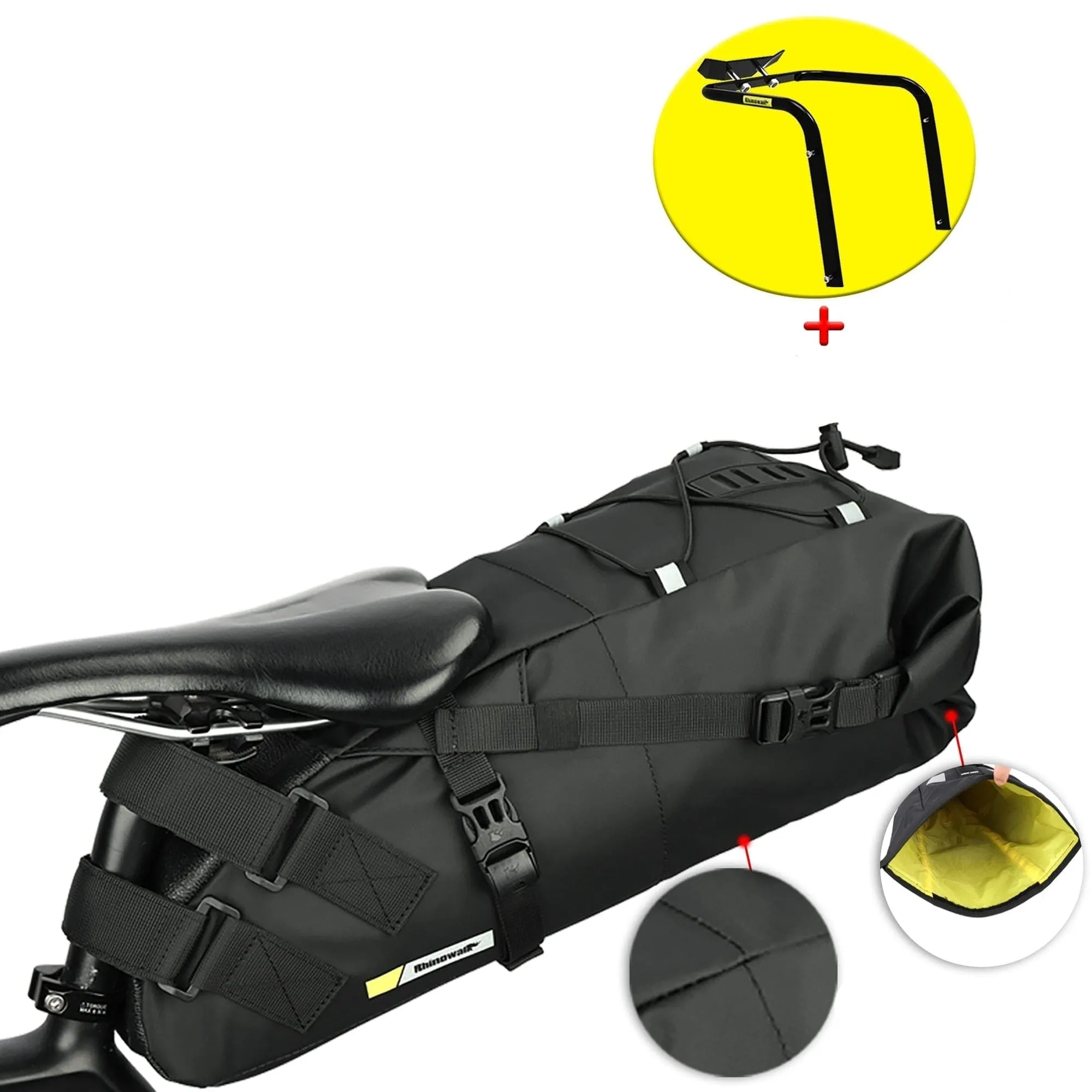 RHINOWALK - Saddle Bags (10L-13L Waterproof) with Stabilizer Bracket Mount
