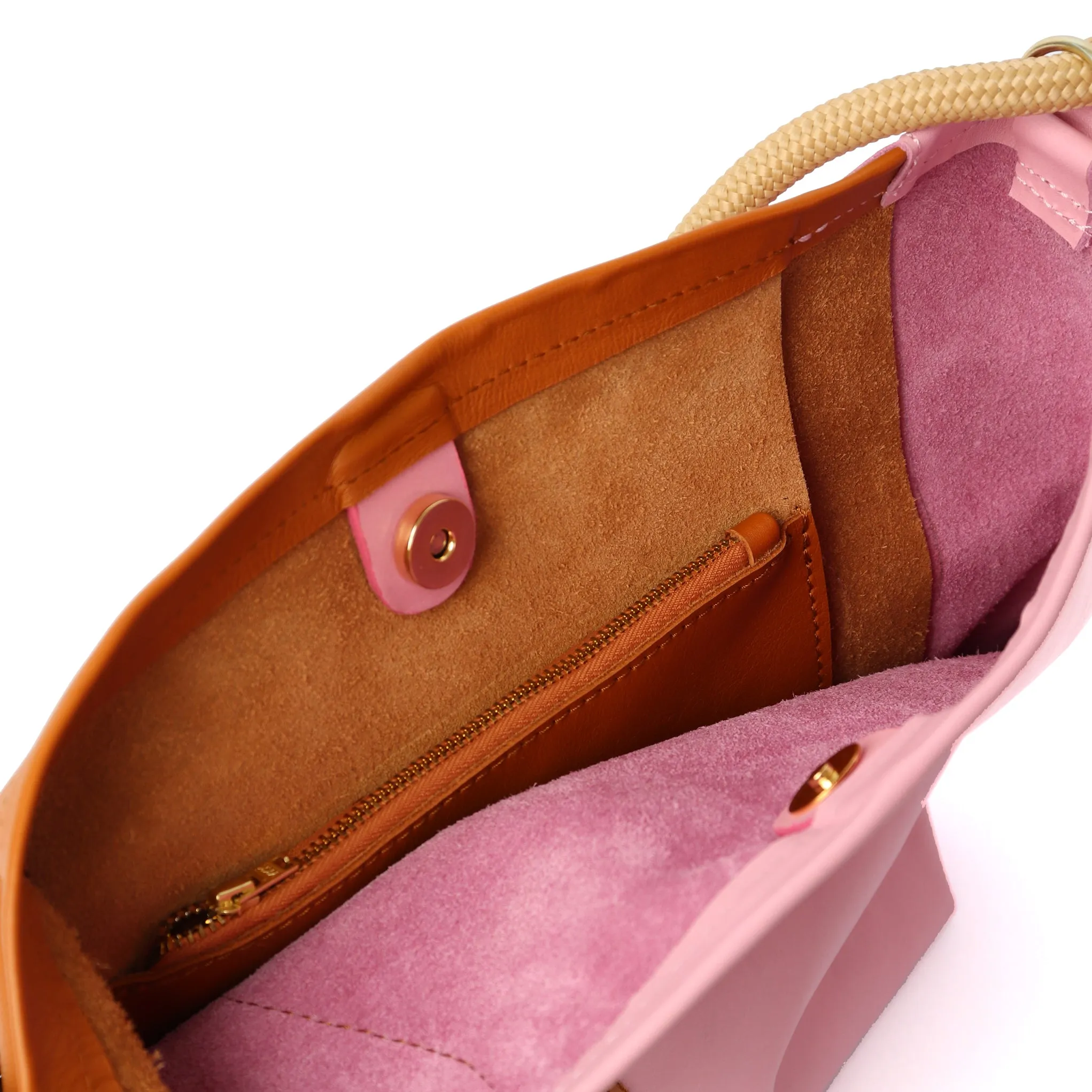 Ripple Tote - Tan / Candy Pink