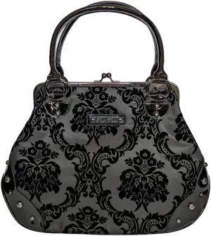 Rock Rebel Mistress Black on Black Victorian Damask Retro Kisslock Purse