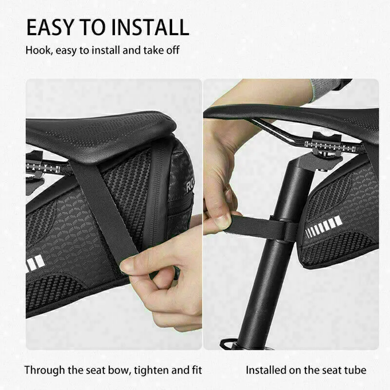 ROCKBROS 1.5L Waterproof Bicycle Saddle Bag - Durable, Reflective, Easy Install