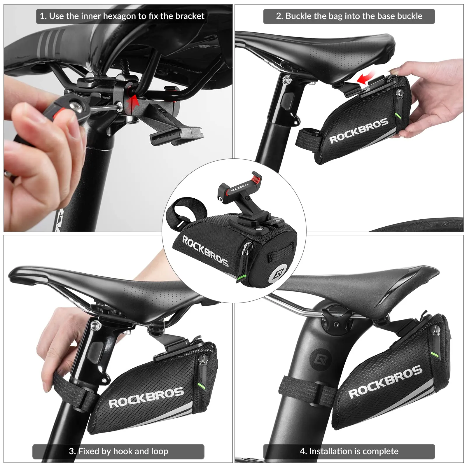 ROCKBROS Bike Mini Saddle Bag Quick Release Under Seat Pouch