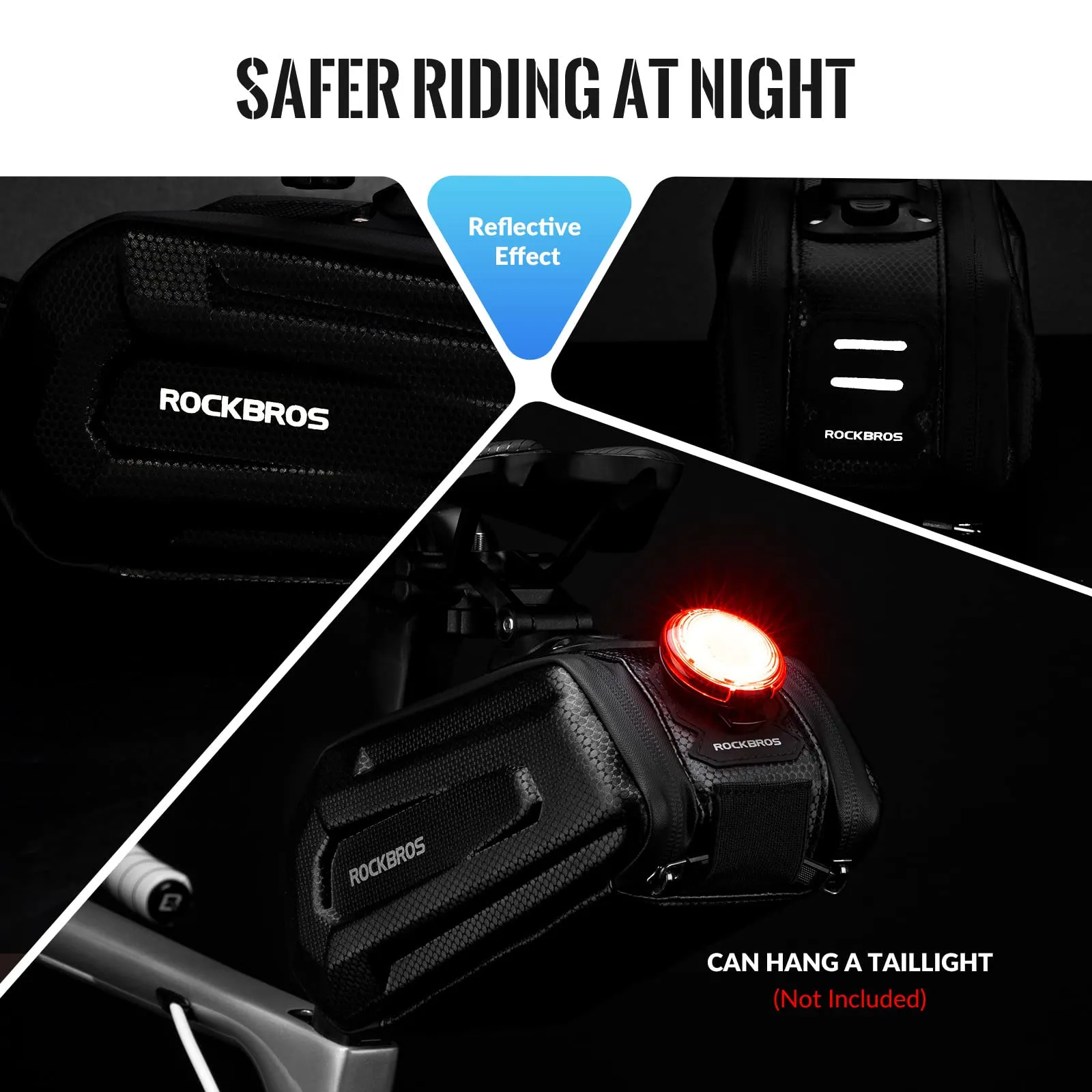 ROCKBROS Bike Saddle Bag Waterproof Bike Bag 1.7L with Taillight Holder