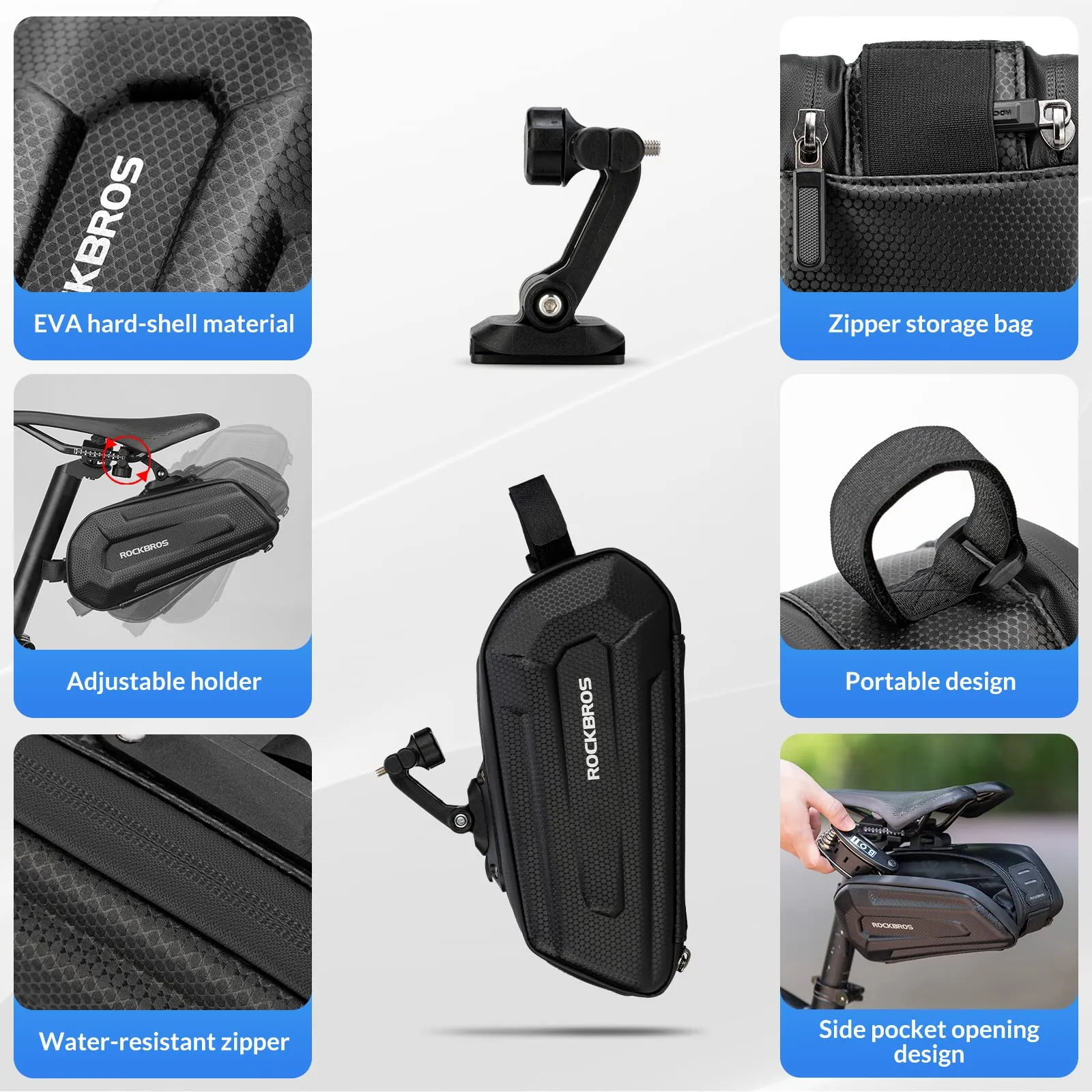 ROCKBROS Bike Saddle Bag Waterproof Bike Bag 1.7L with Taillight Holder