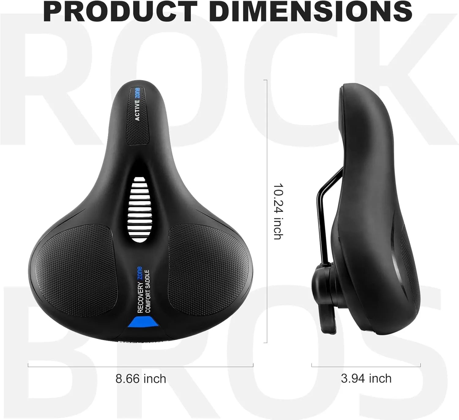 ROCKBROS Bike Seat Comfort Bike Saddle Mountain Bicycle Accessories for Men Women Soft Wide Bike Seat Cushion Dual Shock Absorbing with Reflective Strip