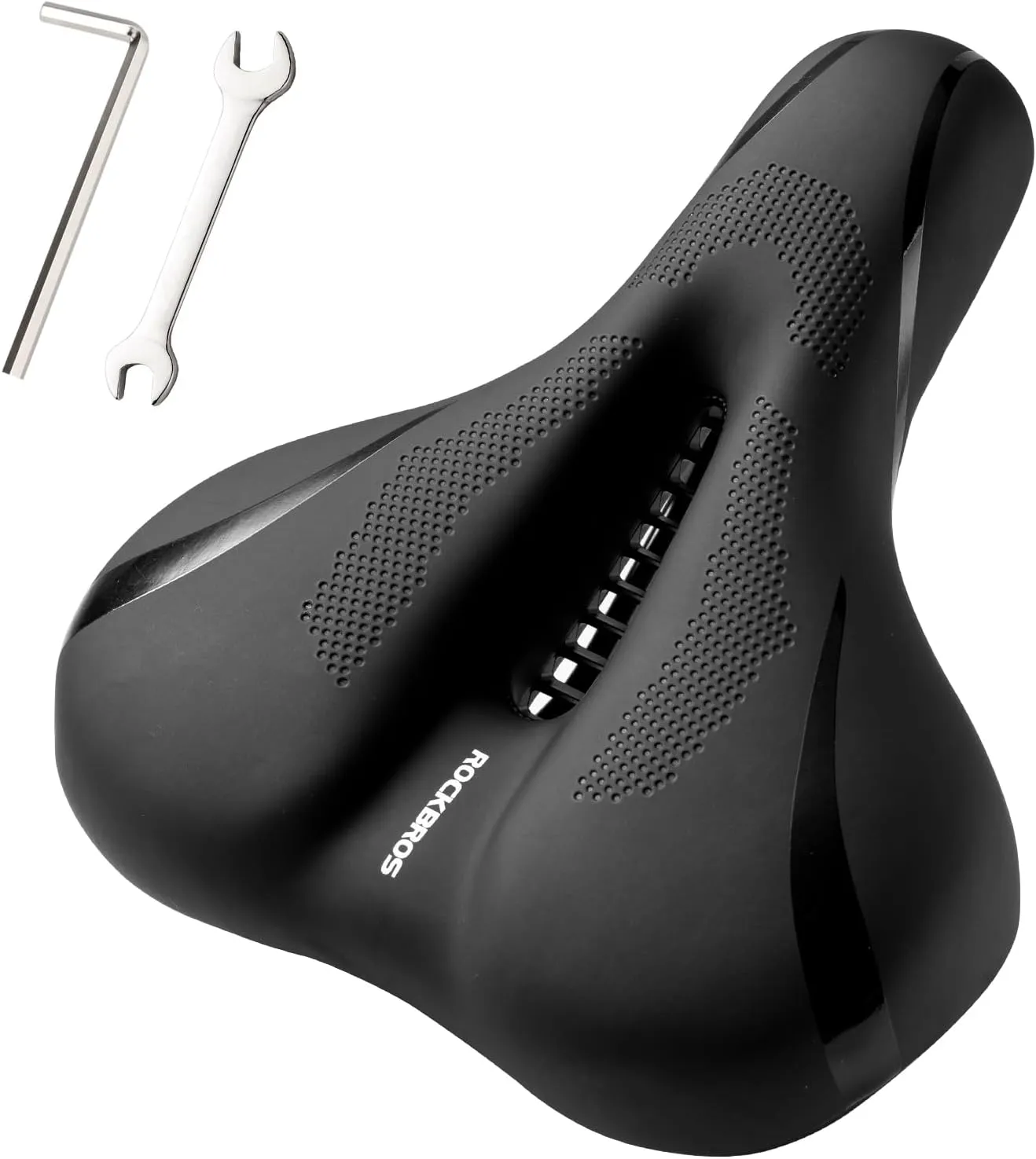 ROCKBROS Bike Seat for Men Women Comfort Wide Gel Bike Seat Replacement,Breathable Waterproof Padded Bicycle Saddle, Compatible with Cruiser/Mountain/Fat Bikes