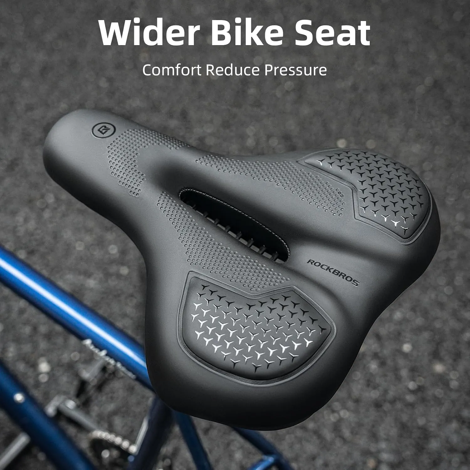 ROCKBROS Bike Seat for Men Women Comfort Wide Gel Bike Seat Replacement,Breathable Waterproof Padded Bicycle Saddle, Compatible with Cruiser/Mountain/Fat Bikes