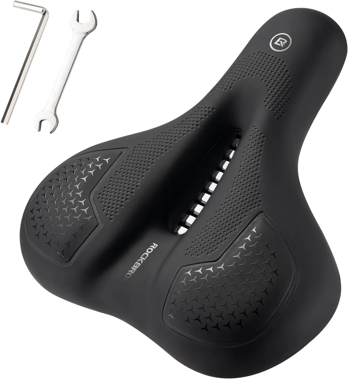 ROCKBROS Bike Seat for Men Women Comfort Wide Gel Bike Seat Replacement,Breathable Waterproof Padded Bicycle Saddle, Compatible with Cruiser/Mountain/Fat Bikes