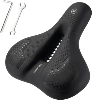 ROCKBROS Bike Seat for Men Women Comfort Wide Gel Bike Seat Replacement,Breathable Waterproof Padded Bicycle Saddle, Compatible with Cruiser/Mountain/Fat Bikes