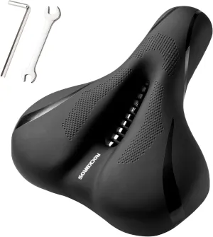 ROCKBROS Bike Seat for Men Women Comfort Wide Gel Bike Seat Replacement,Breathable Waterproof Padded Bicycle Saddle, Compatible with Cruiser/Mountain/Fat Bikes