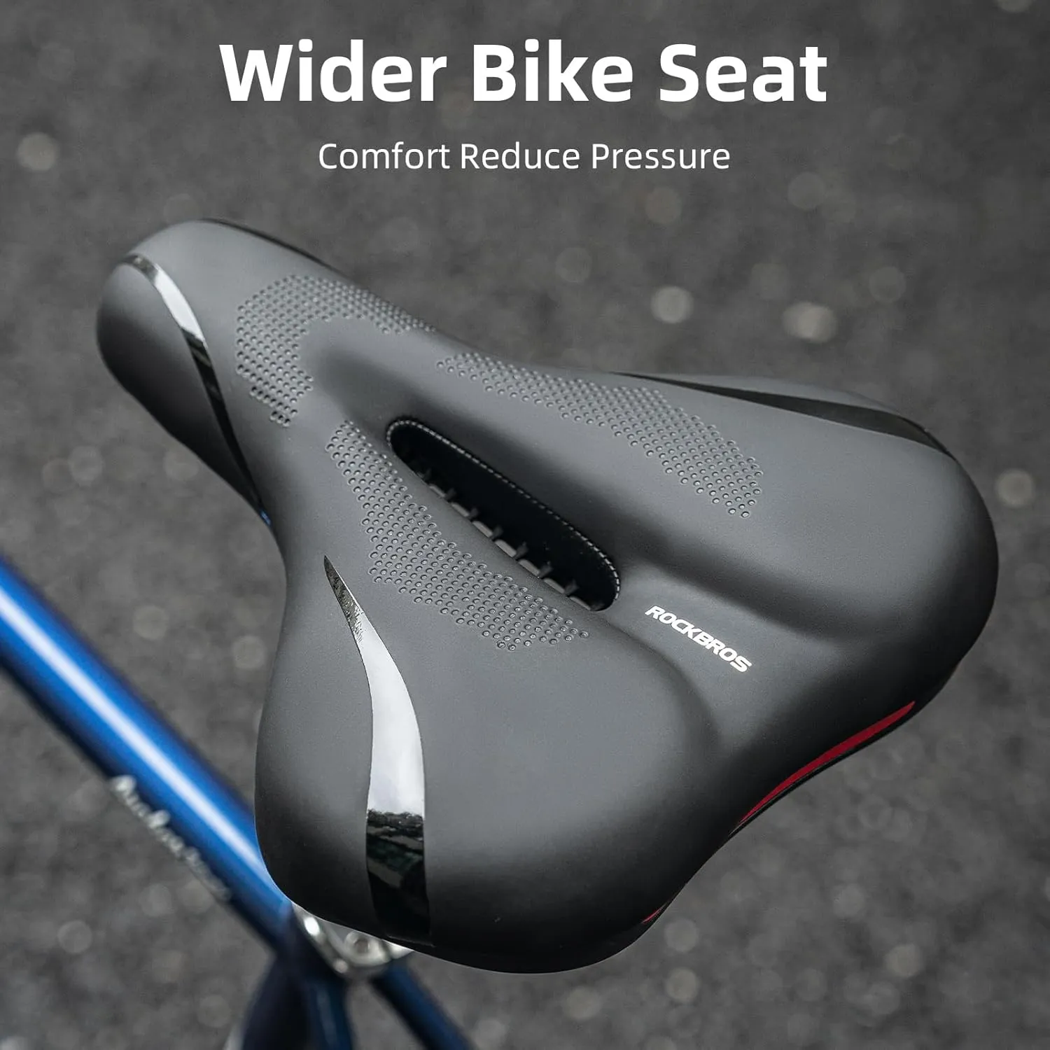 ROCKBROS Bike Seat for Men Women Comfort Wide Gel Bike Seat Replacement,Breathable Waterproof Padded Bicycle Saddle, Compatible with Cruiser/Mountain/Fat Bikes